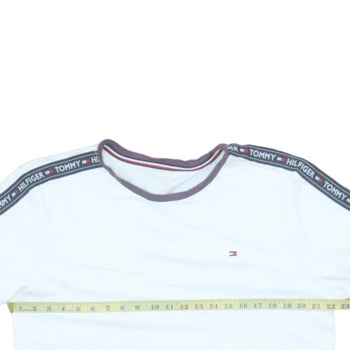 Tommy Hilfiger Men's White Crew Neck Logo Tape T-Shirt Size M - Image 2