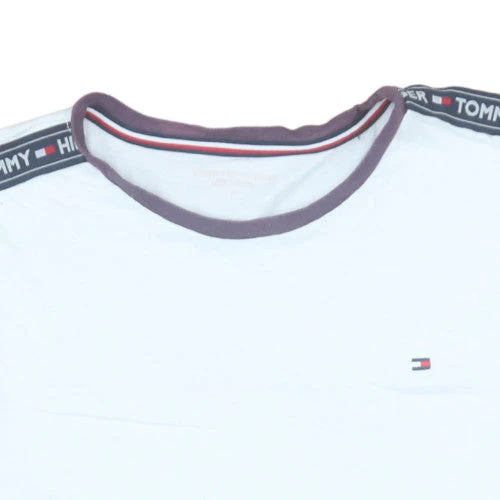 Tommy Hilfiger Men's White Crew Neck Logo Tape T-Shirt Size M - Image 6