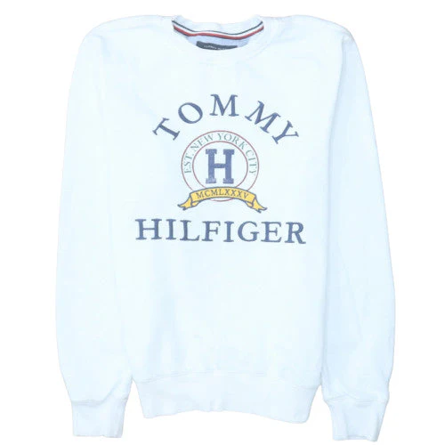 Tommy Hilfiger Men's White Crew Neck Pullover Sweatshirt S