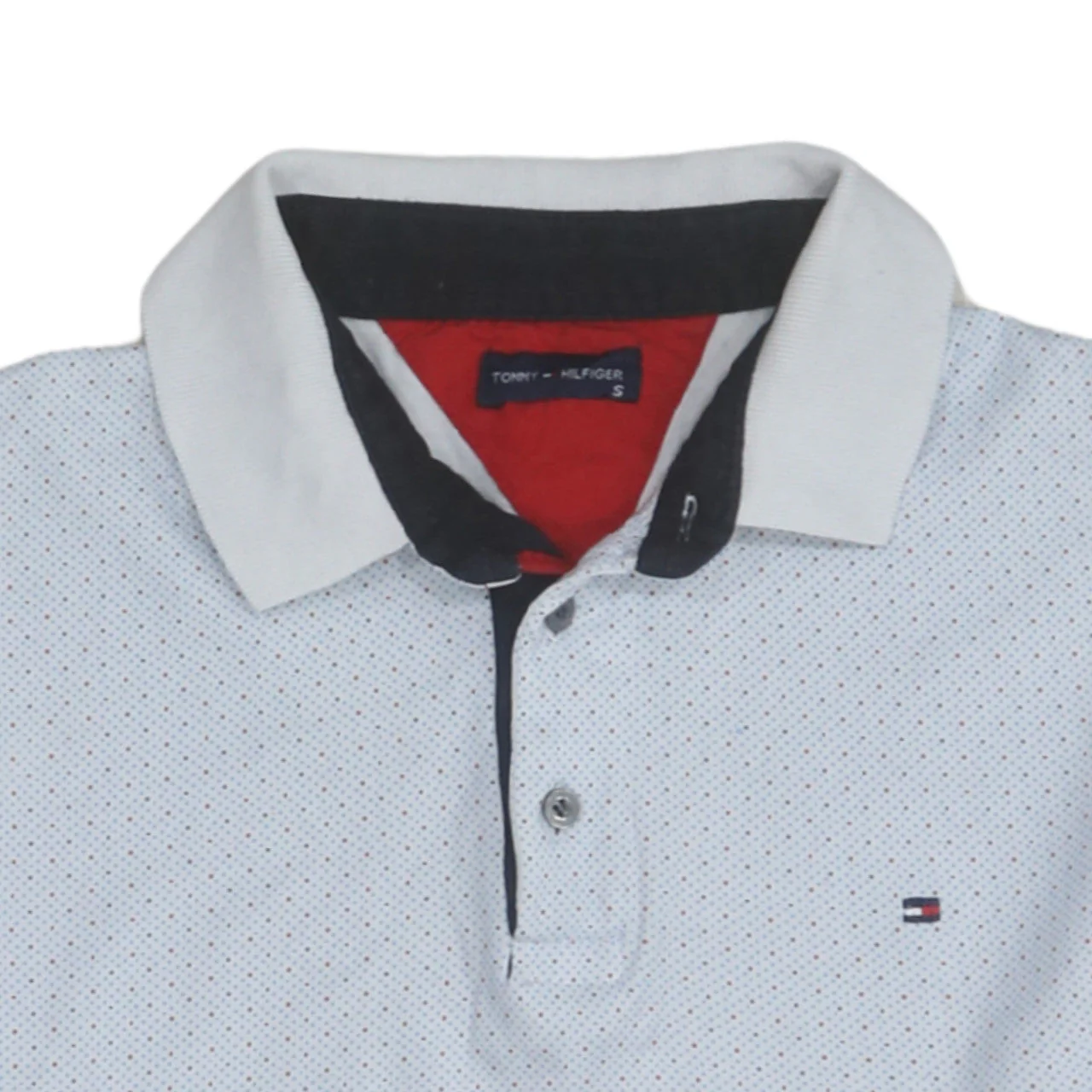 Tommy Hilfiger Men's White Polka Dot Cotton Polo Shirt Size S - Image 7