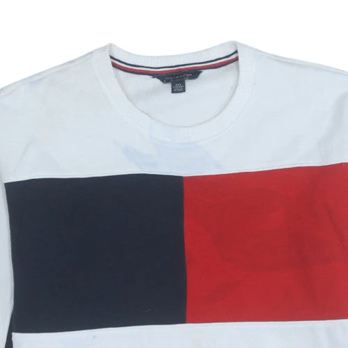 Tommy Hilfiger Men's White Red Navy Crew Neck Sweatshirt XXS - Image 7