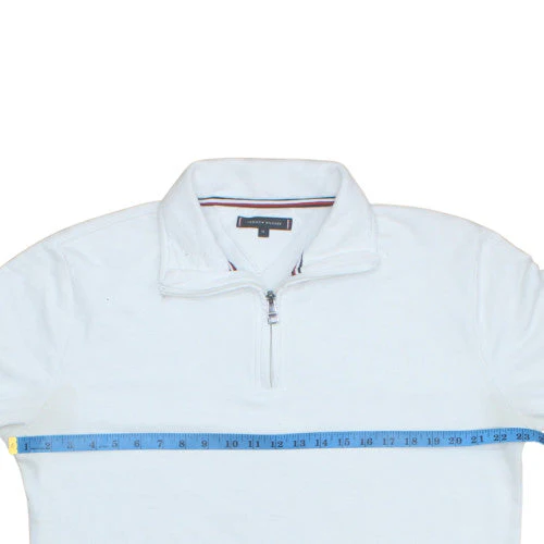 Tommy Hilfiger Mens White XL 1/4 Zip Sweatshirt Regular Fit - Image 3