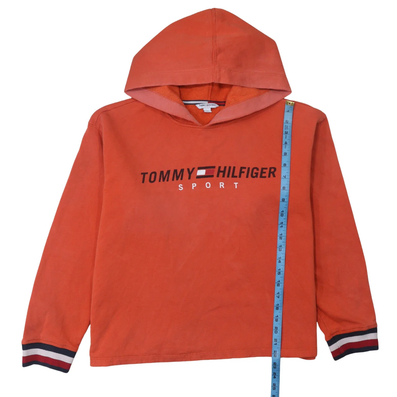 Tommy Hilfiger Sport Womens Orange Pullover Hoodie L Cotton Blend - Image 3