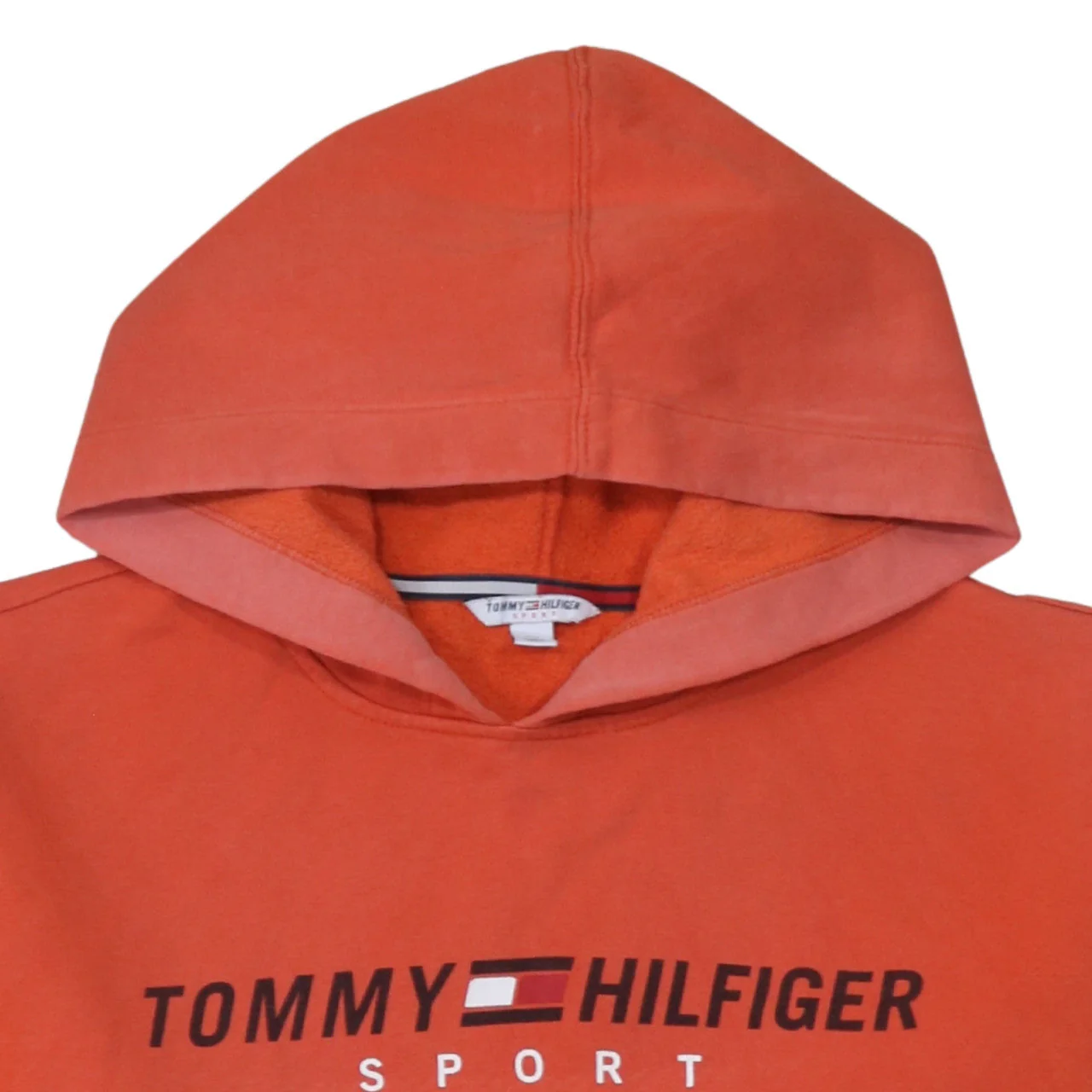 Tommy Hilfiger Sport Womens Orange Pullover Hoodie L Cotton Blend - Image 6