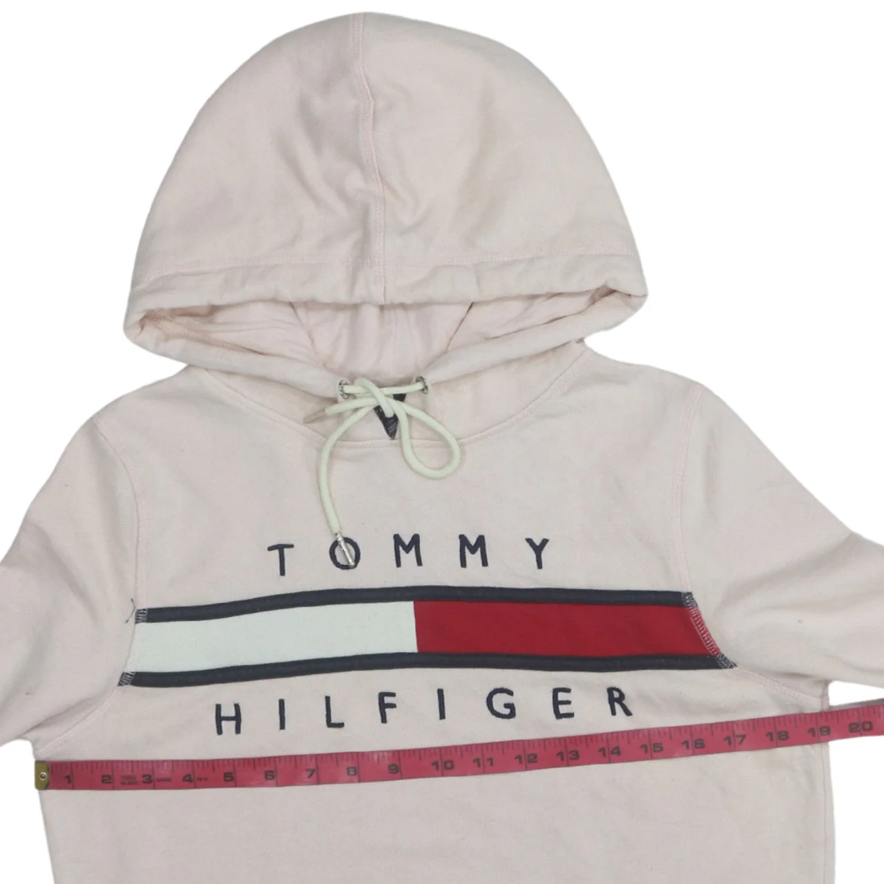 Tommy Hilfiger Women Beige Hooded Pullover Sweatshirt M Cotton Blend - Image 2