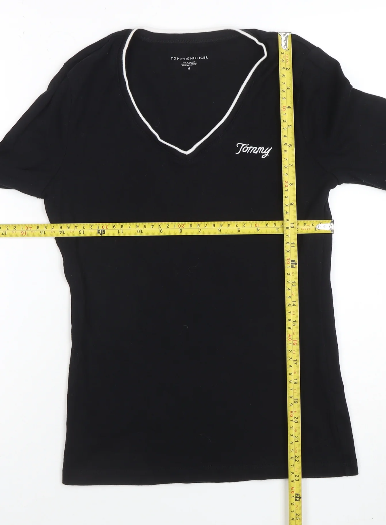Tommy Hilfiger Women Black V-Neck Cotton Jumper M - Image 2