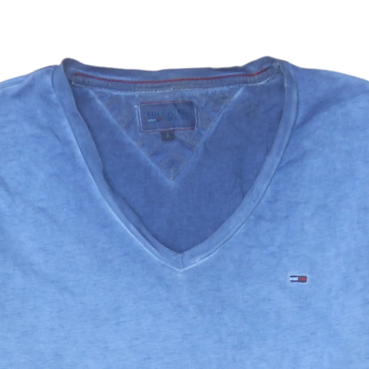 Tommy Hilfiger Women Blue V-Neck Short Sleeve Cotton T-Shirt Size S - Image 8