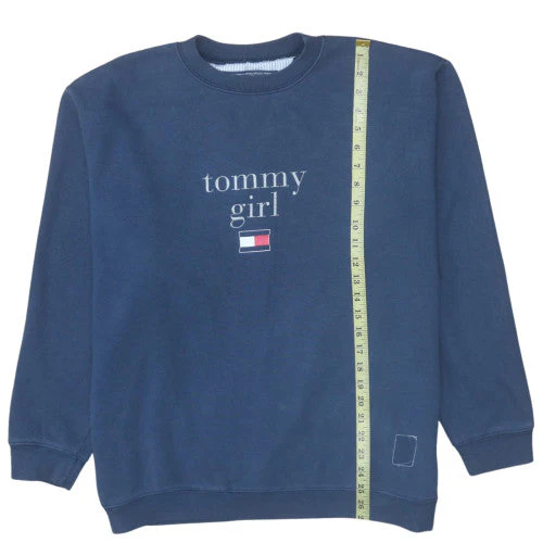 Tommy Hilfiger Women Navy Blue Crew Neck Cotton Sweatshirt L - Image 3