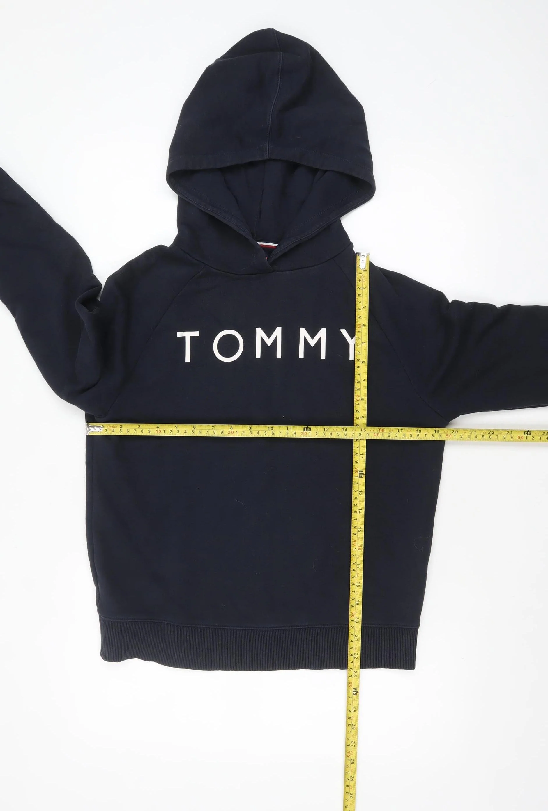 Tommy Hilfiger Women’s Navy Pullover Hoodie Small Classic Logo Cotton Blend - Image 2