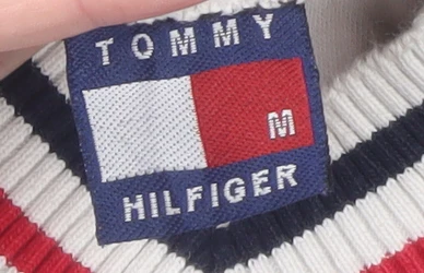 Tommy Hilfiger Womens Black V-Neck Knit Jumper Size M Cotton Retro Style - Image 4