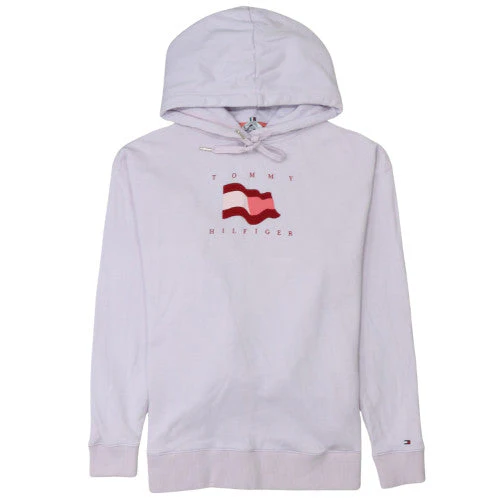 Tommy Hilfiger Women's White Small Pullover Hoodie with Logo Design