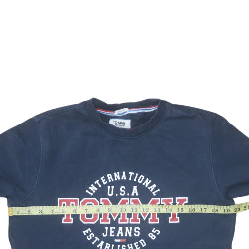 Tommy Jeans Men Blue Regular Fit Crew Neck Logo Sweatshirt S - Image 3