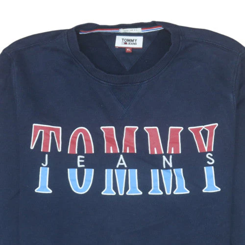 Tommy Jeans Men Navy Blue XL Crew Neck Logo Sweatshirt Regular Fit - Image 8