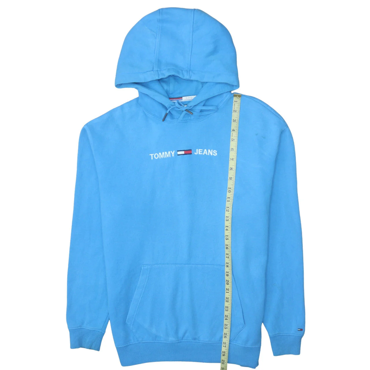 Tommy Jeans Men’s Blue Pullover Hoodie L Relaxed Fit Embroidered Logo - Image 3