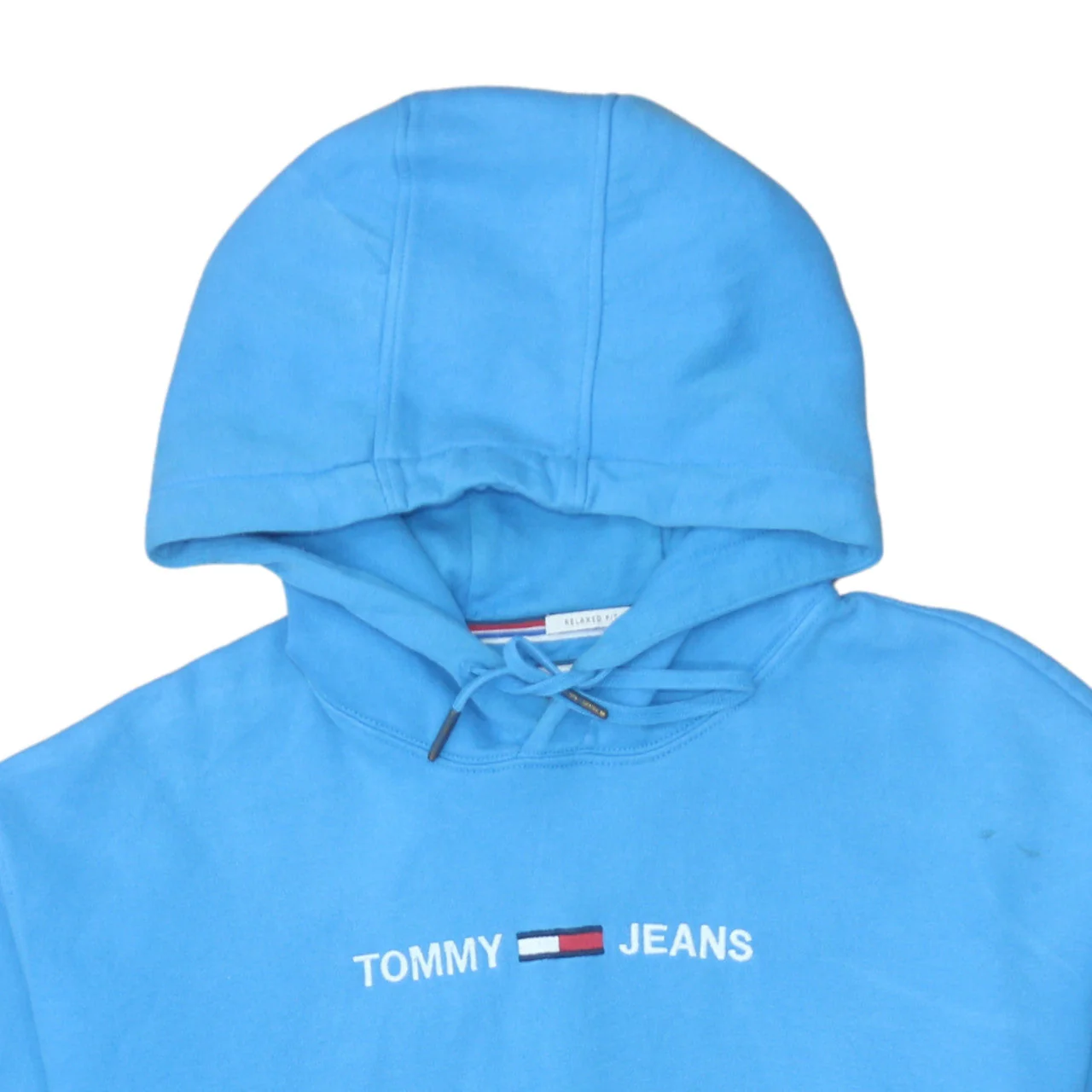 Tommy Jeans Men’s Blue Pullover Hoodie L Relaxed Fit Embroidered Logo - Image 8