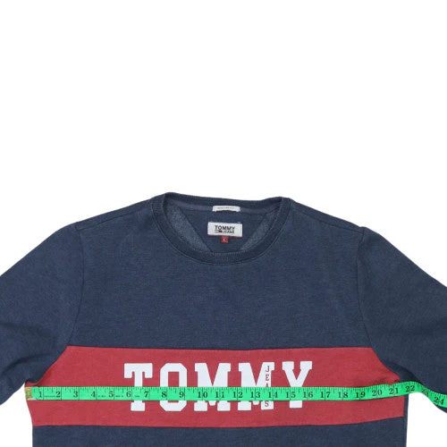 Tommy Jeans Men’s Blue Pullover Sweatshirt L Regular Fit Logo - Image 2