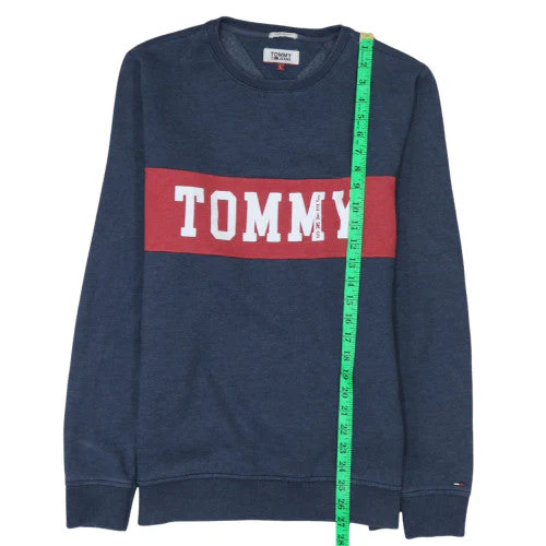 Tommy Jeans Men’s Blue Pullover Sweatshirt L Regular Fit Logo - Image 3