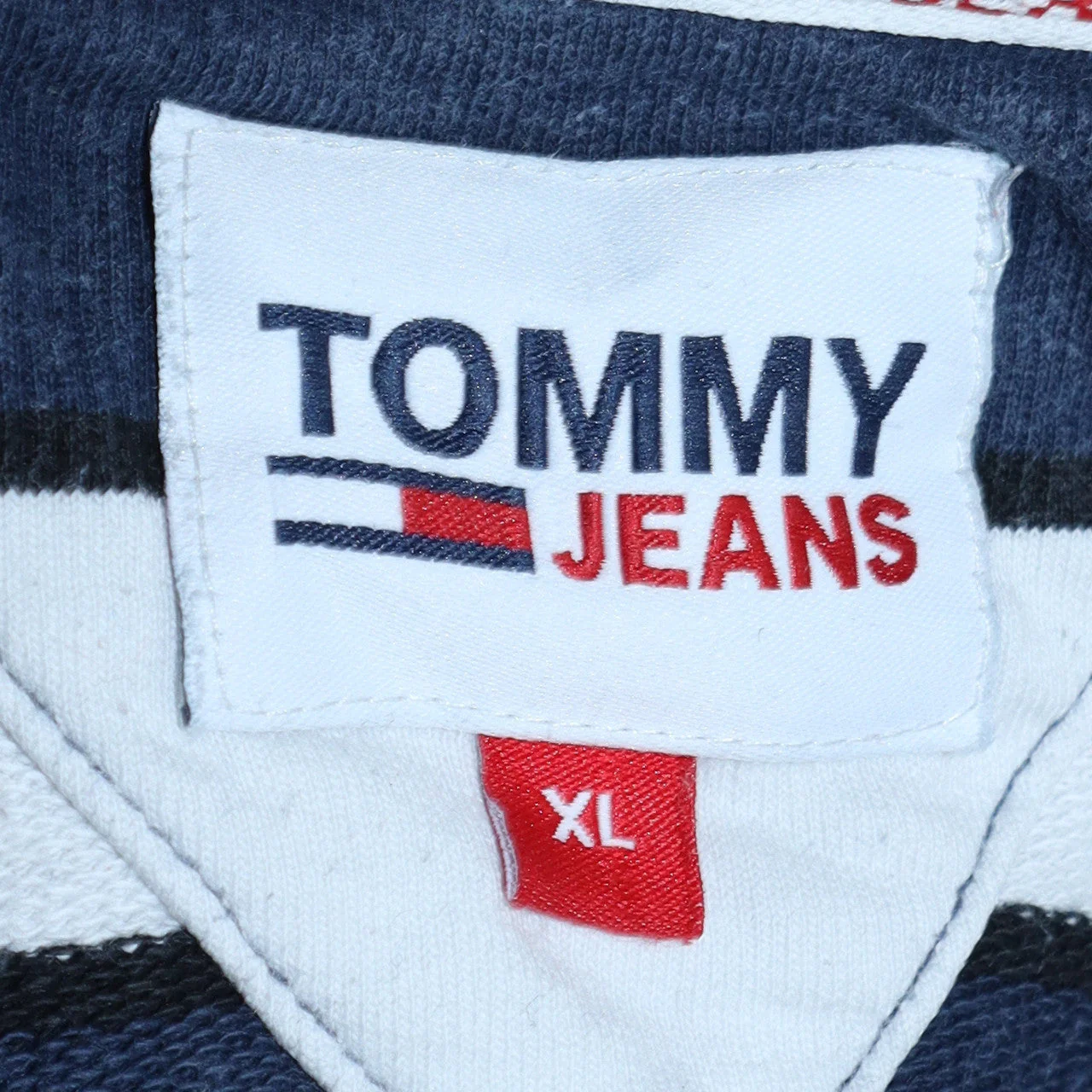 Tommy Jeans Men’s Blue Striped Henley Sweatshirt XL - Image 6