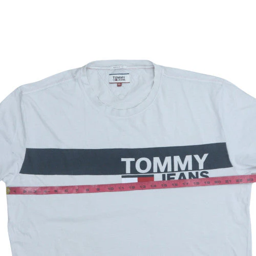 Tommy Jeans Men’s White XL Regular Fit Cotton Crew Neck T-Shirt - Image 2