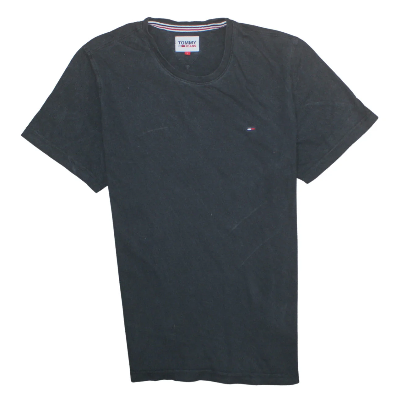 Tommy Jeans Men's Black Cotton Crew Neck Short Sleeve T-Shirt Size L