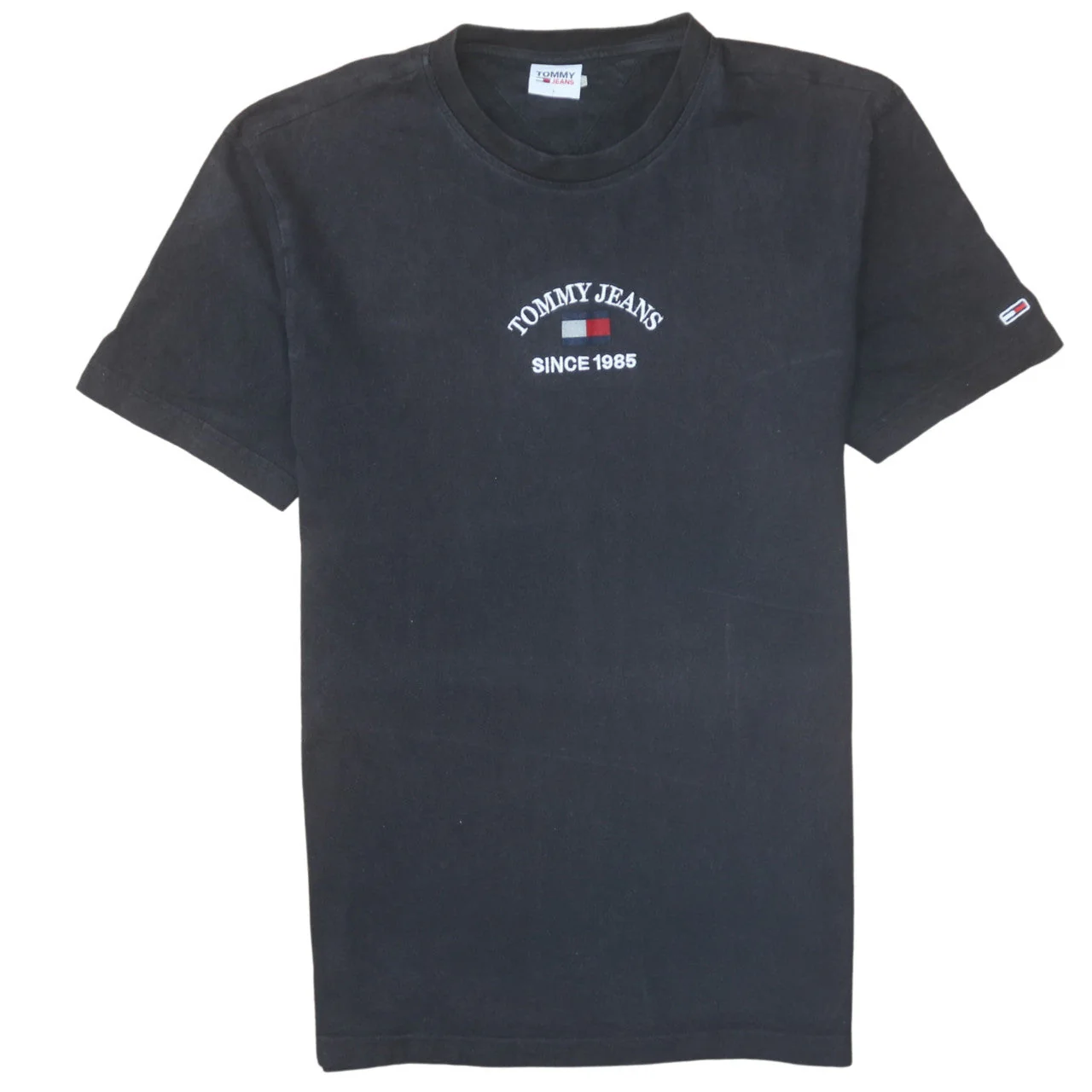Tommy Jeans Men's Black Cotton Embroidered Logo T-Shirt Size L