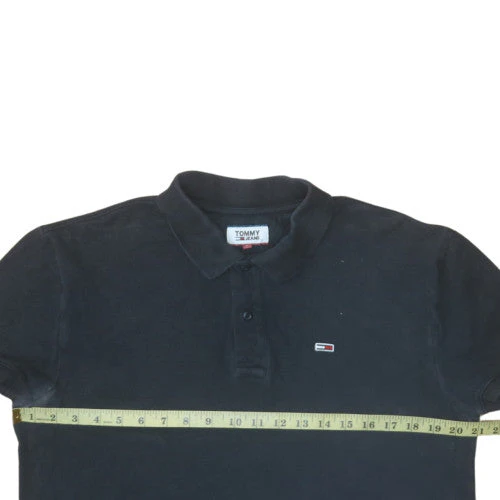 Tommy Jeans Men's Black Cotton Polo Shirt Size L Classic Fit - Image 3