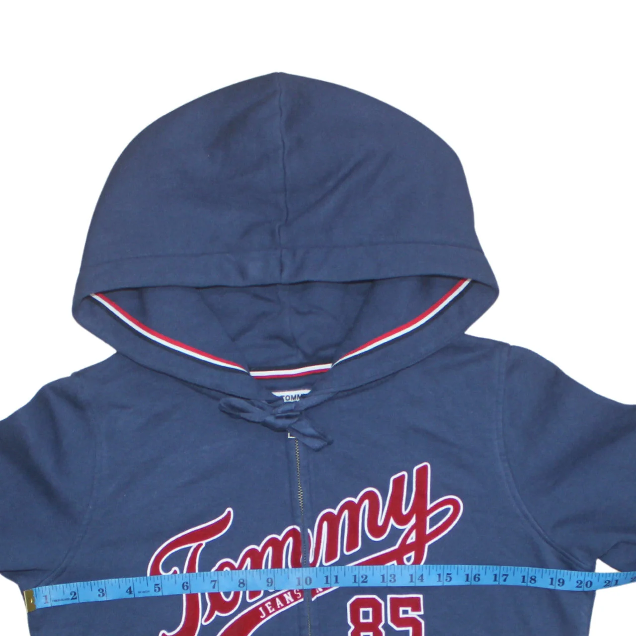 Tommy Jeans Men's Blue Full Zip Hoodie M Logo Graphic Sweatshirt - Image 8
