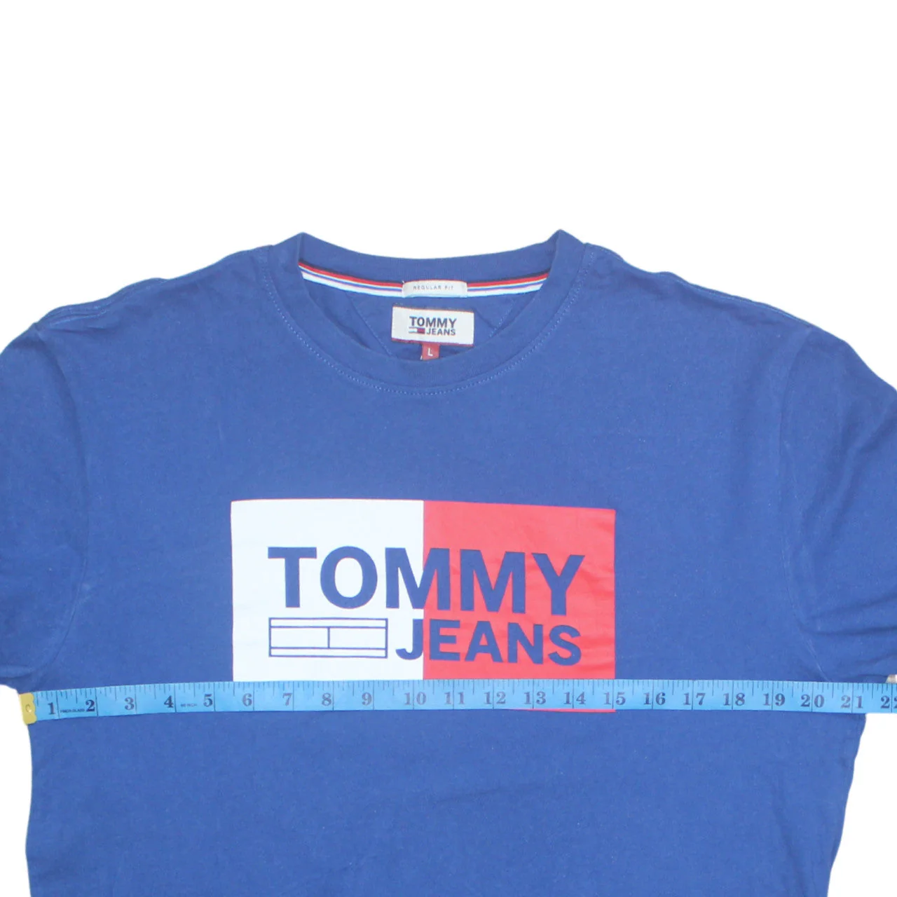 Tommy Jeans Men's Blue Graphic Logo Regular Fit Cotton T-Shirt Size L - Image 2