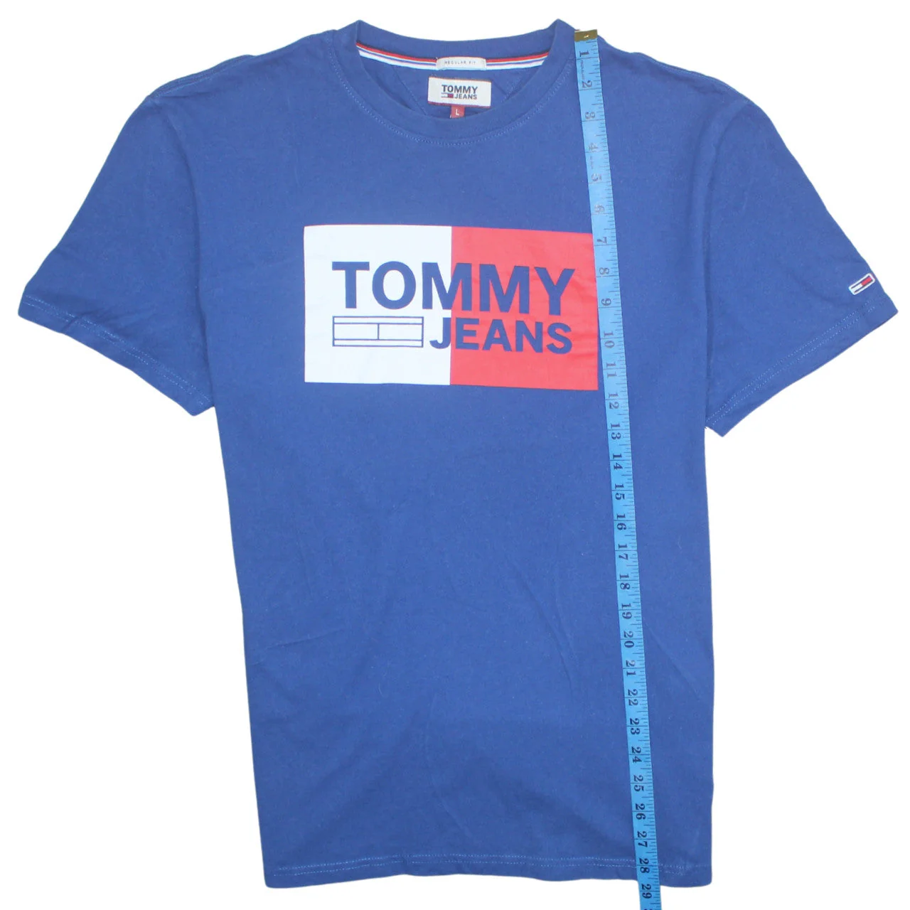 Tommy Jeans Men's Blue Graphic Logo Regular Fit Cotton T-Shirt Size L - Image 3