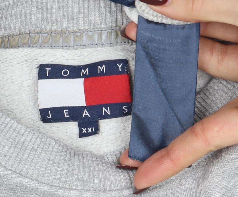 Tommy Jeans Mens Grey 2XL Logo Crew Neck Sweatshirt - Image 4