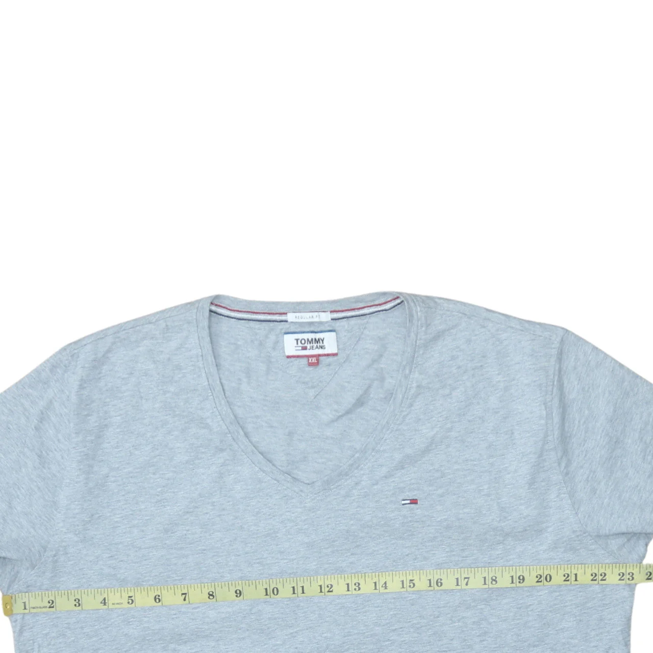 Tommy Jeans Men's Grey 2XL V-Neck Cotton Regular Fit T-Shirt - Image 2