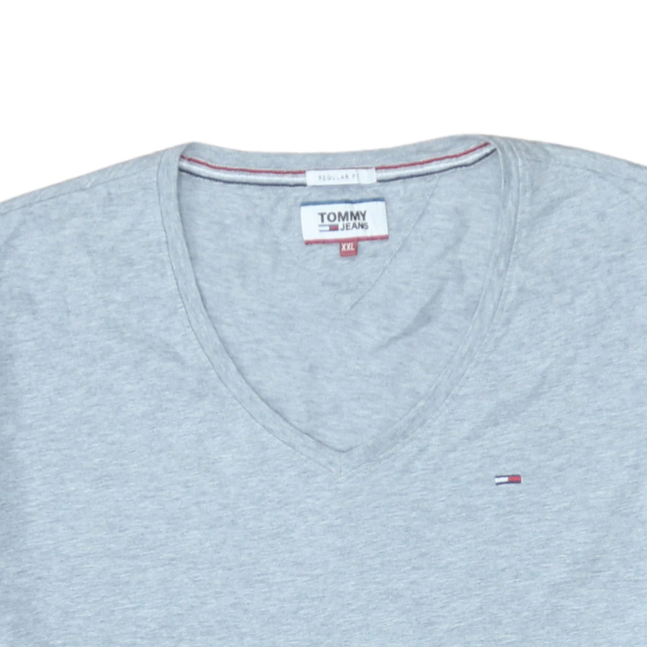 Tommy Jeans Men's Grey 2XL V-Neck Cotton Regular Fit T-Shirt - Image 8