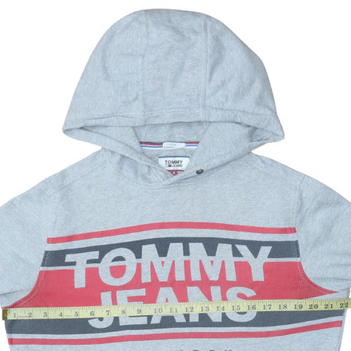 Tommy Jeans Men's Grey Hoodie Small Pullover Graphic Print Cotton - Image 2