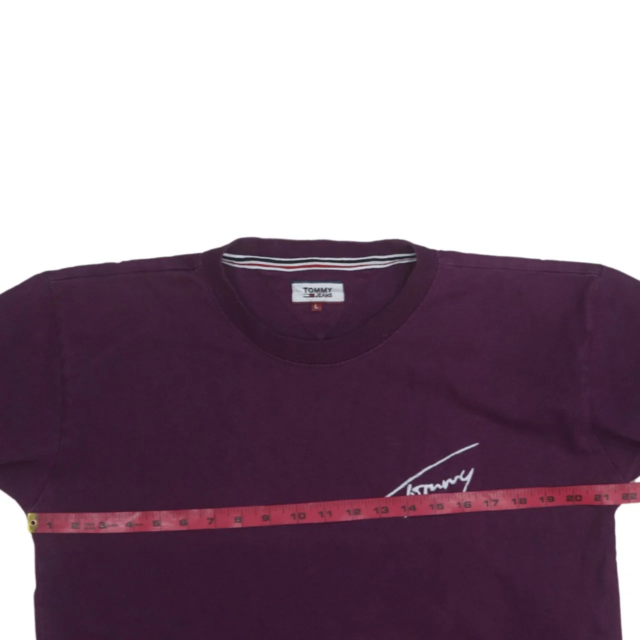 Tommy Jeans Men's Purple Logo Crew Neck Cotton T-Shirt Size L - Image 2