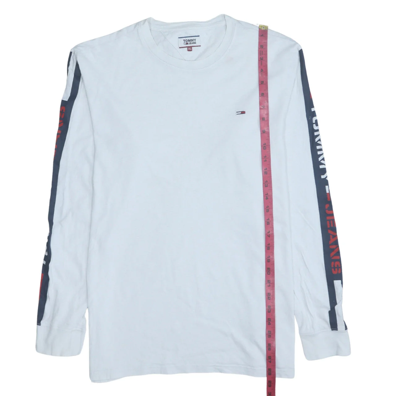 Tommy Jeans Men's White XL Long Sleeve Logo Crew Neck Top - Image 2