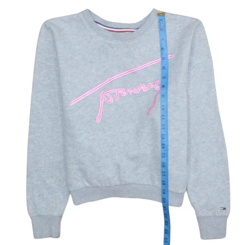 Tommy Jeans Womens Grey Small Crew Neck Pullover Sweatshirt - Image 3