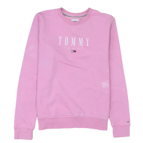 Tommy Jeans Women's Pink Cotton Crew Neck Pullover Sweatshirt Size S