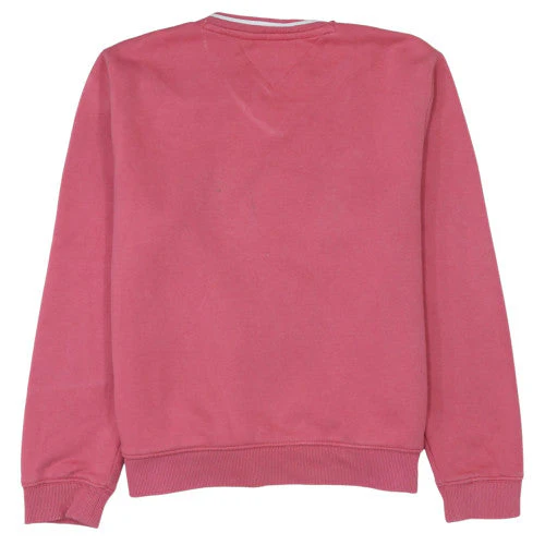 Tommy Jeans Women's Pink V-Neck Pullover Sweatshirt M Cotton Blend - Image 4