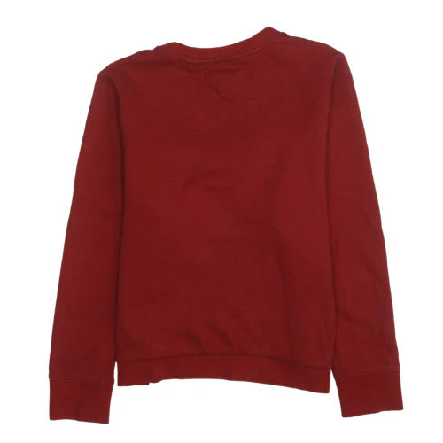 Tommy Jeans Womens Red Cotton Blend Crew Neck Pullover Sweatshirt Size M - Image 4