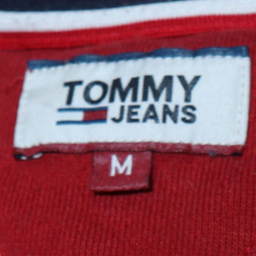 Tommy Jeans Womens Red Cotton Blend Crew Neck Pullover Sweatshirt Size M - Image 5