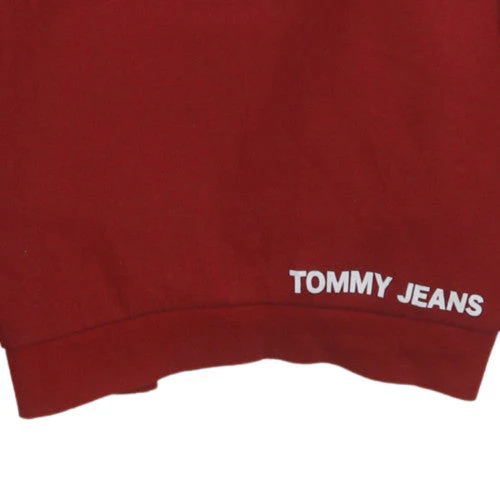 Tommy Jeans Womens Red Cotton Blend Crew Neck Pullover Sweatshirt Size M - Image 7