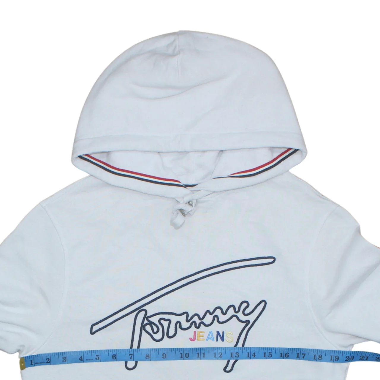 Tommy Jeans Womens White XS Pullover Hoodie Cotton Blend Logo Design - Image 2
