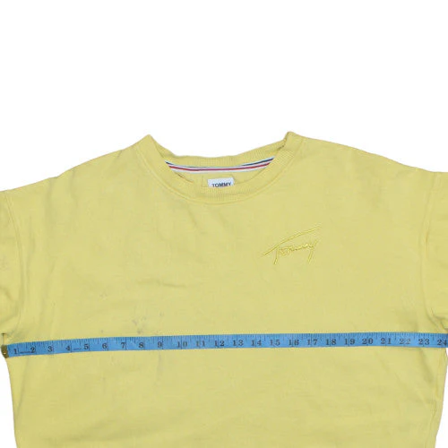 Tommy Jeans Womens Yellow Crew Neck Cropped Sweatshirt M - Image 3