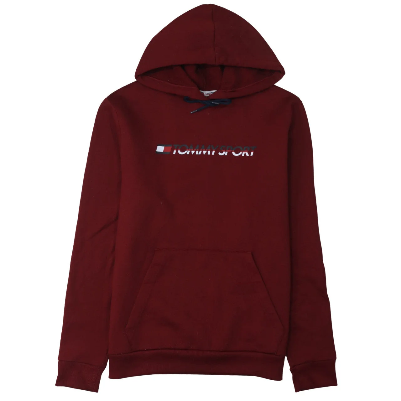 Tommy Sport Men's Red Pullover Hoodie Size L Graphic Logo Cotton Blend