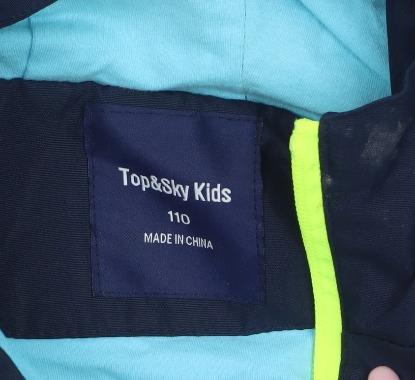 Top&Sky Kids Boys Blue Colourblock Waterproof Hooded Rain Jacket 4-5 Years - Image 5