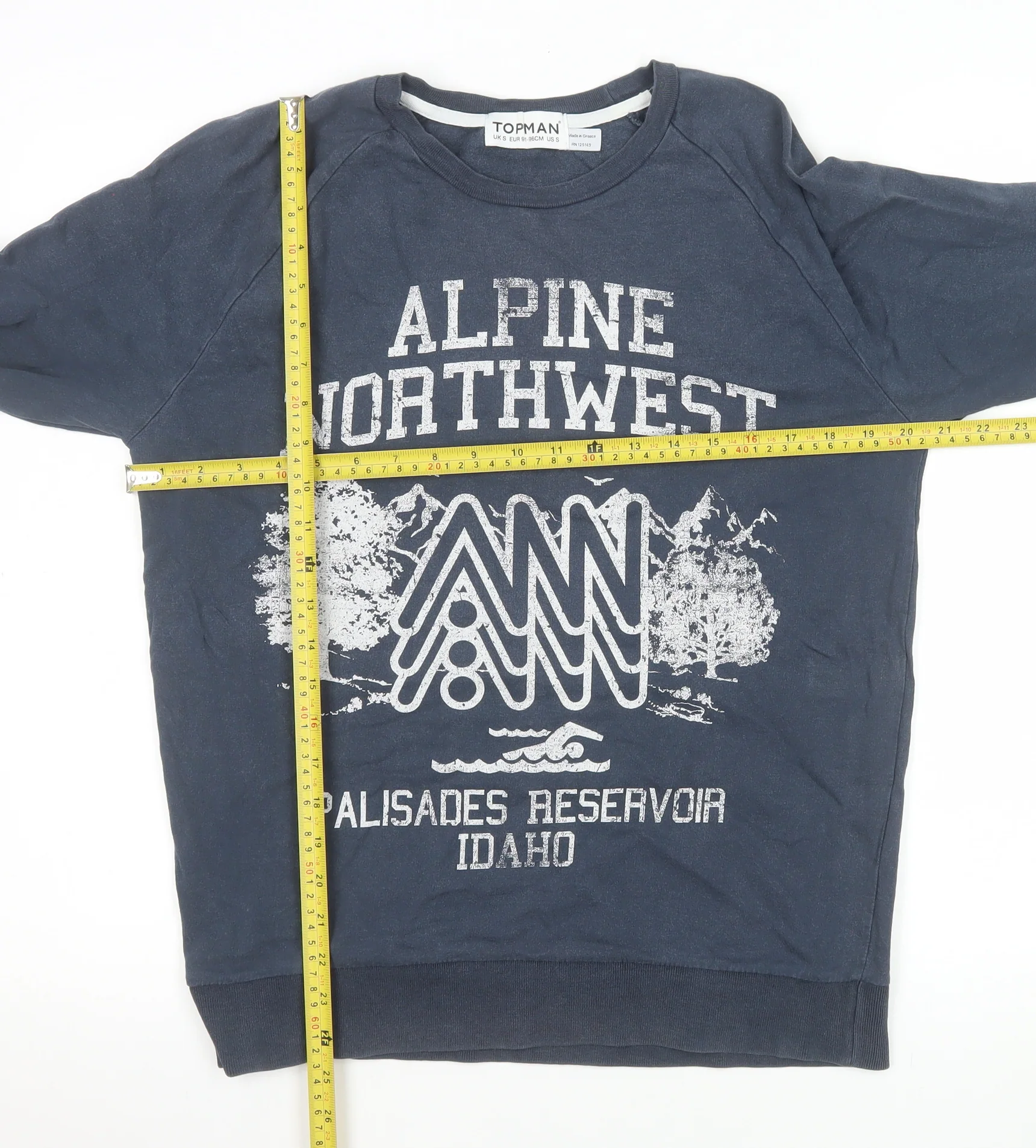 Topman Men Blue Small Graphic Print Sweatshirt Crew Neck - Image 2