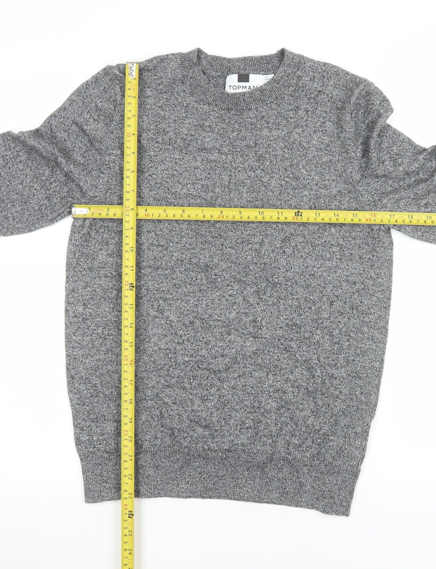 Topman Men's Grey Cotton Crew Neck Jumper Size S - Image 2