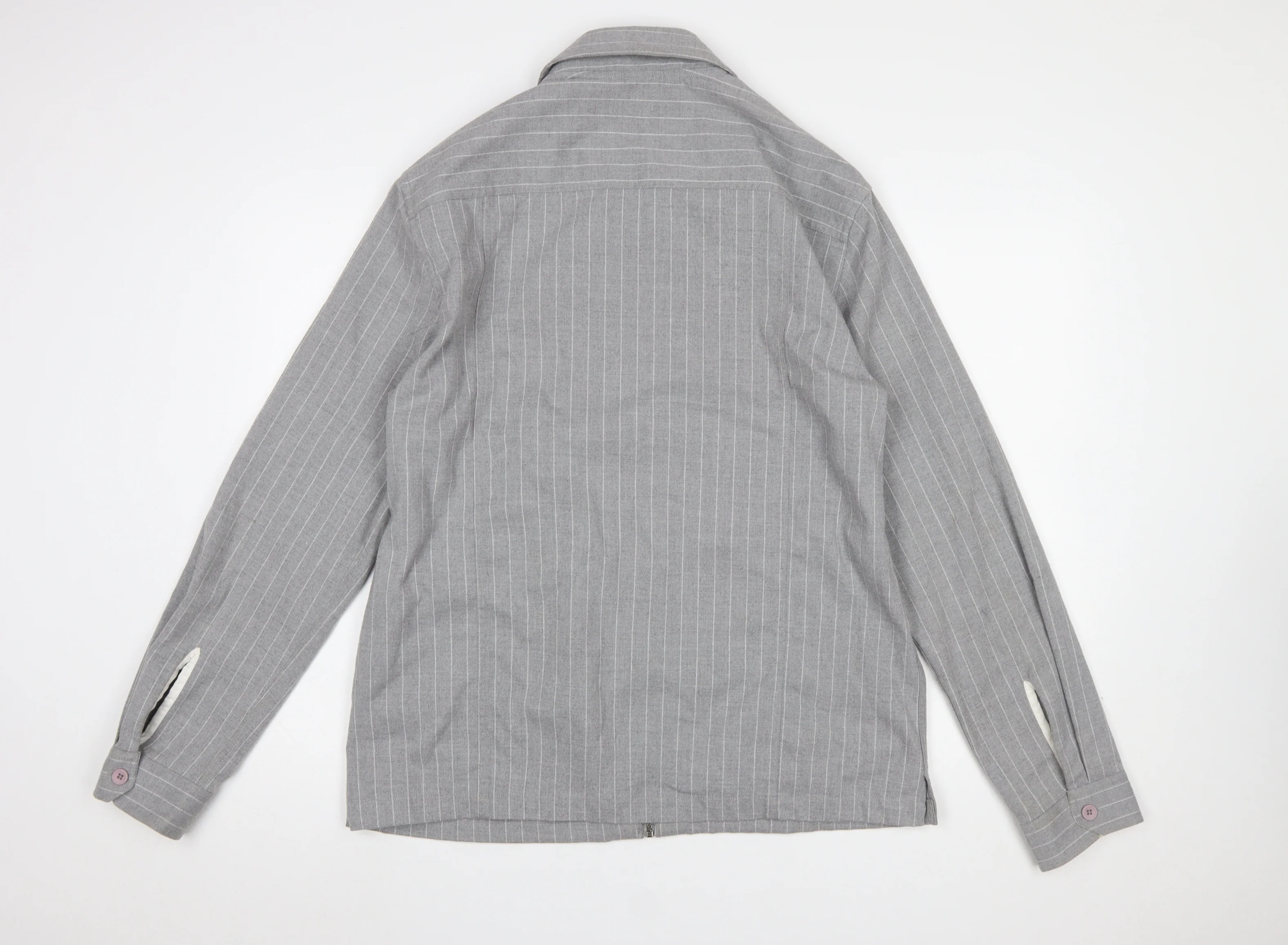 Topman Men's Grey Striped Zip-Up Jacket Size L Casual Twill - Image 3