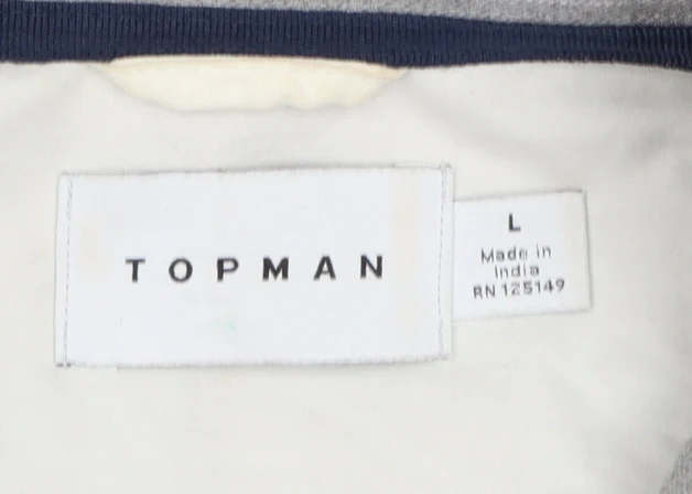 Topman Men's Grey Striped Zip-Up Jacket Size L Casual Twill - Image 4