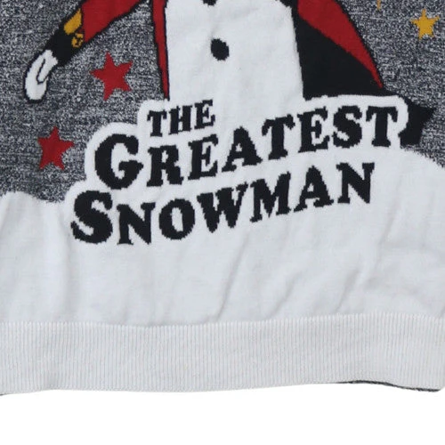 Topman Men's Grey 'The Greatest Snowman' Christmas Jumper Size S - Image 7